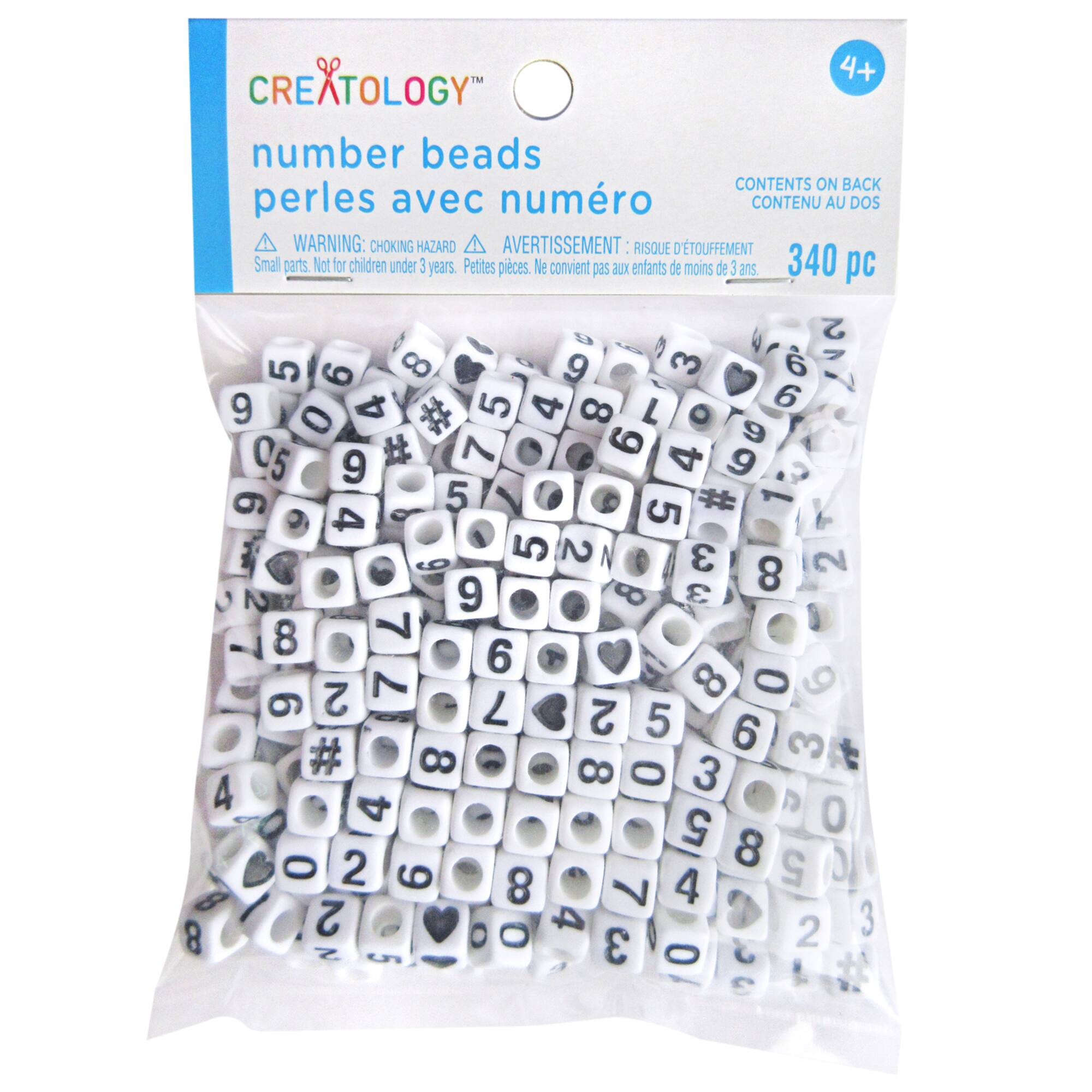 White Number Square Beads by Creatology™